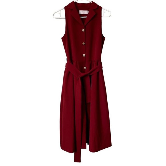 Dresses & Skirts - Vintage classic red dress sailor neckline full skirt pockets sleeveless belt